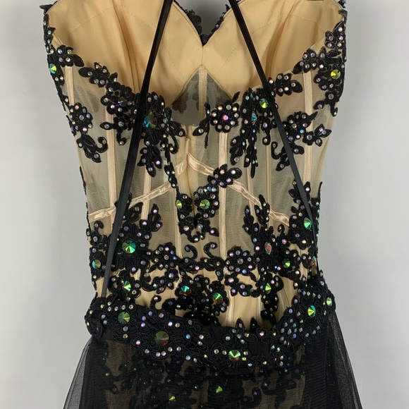 Black Lace Prom Formal Party Dress Size 6 - Picture 6 of 7